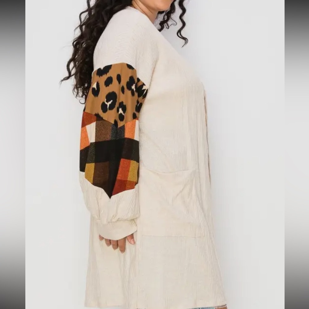 Ribbed open front cardigan with pockets - Picture 4 of 15
